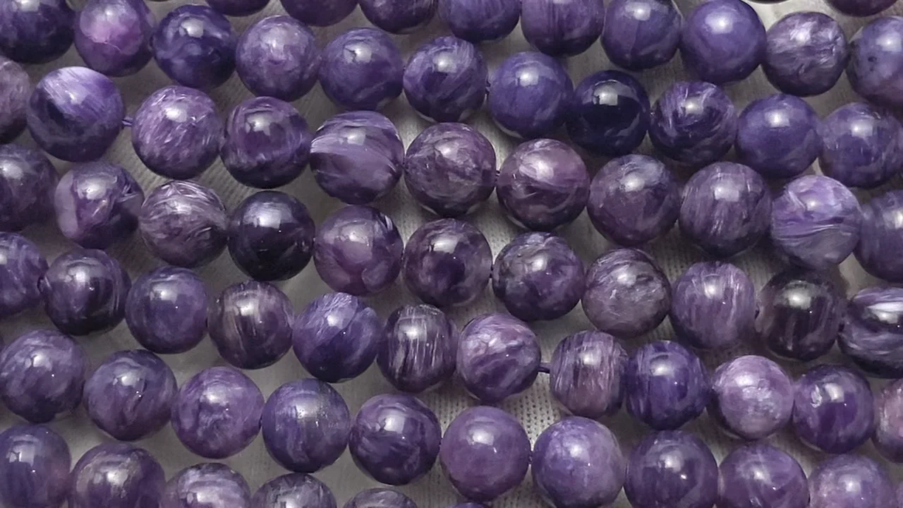 ロシア産チャロアイト ラウンド6mm 1/4連～1連｜天然石ビーズの卸問屋