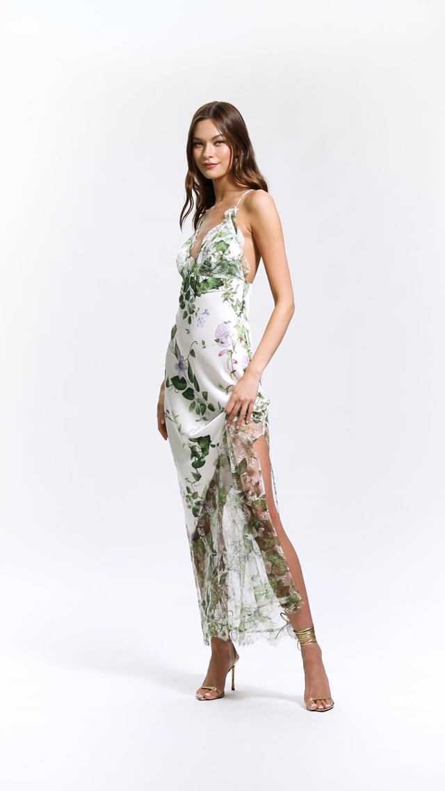 Claudia Open Back Maxi Dress In Ivy Romance | Alice + Olivia