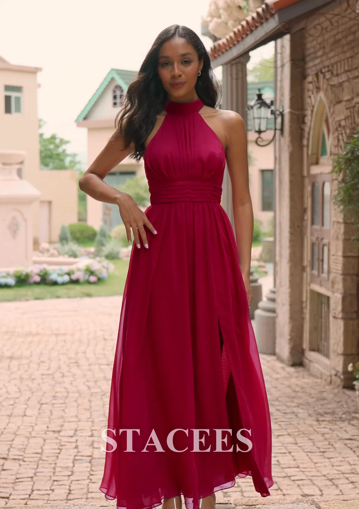 red bridesmaid dresses tea length Ladivine CD0225 Tea Length Party Dress main image 1