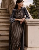 Video: Pearl gray velvet midi coat with crossover neckline