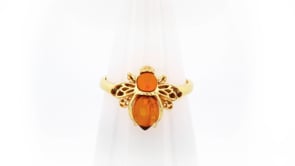 Amber Bumblebee Ring in 18kt Gold Over Sterling