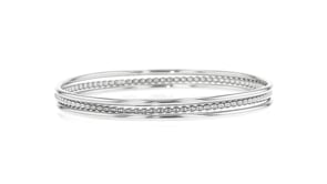 Italian Sterling Silver Jewelry Set: Three Polished and Beaded Bangle Bracelets