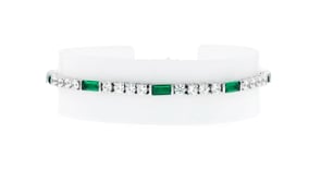 3.70 ct. t.w. CZ and 3.20 ct. t.w. Simulated Emerald Tennis Bracelet in Sterling Silver