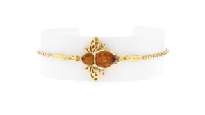 Amber Bumblebee Bolo Bracelet in 18kt Gold Over Sterling