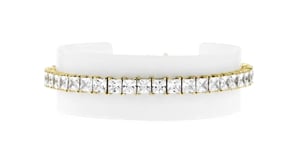 16.00 ct. t.w. Princess-Cut CZ Tennis Bracelet in 18kt Gold Over Sterling