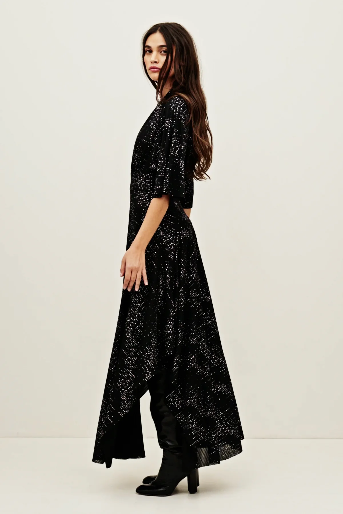 ba&sh dress black Ba&sh Derby Polka-dot V-neck Maxi Dress