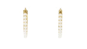 3-3.5mm Cultured Pearl Hoop Earrings in 18kt Gold Over Sterling