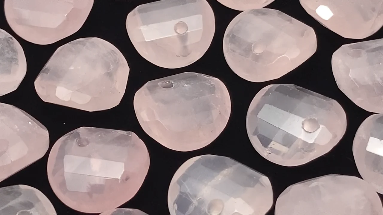 ローズクォーツ ツイスト×多面コインカット 【14mm】【16mm