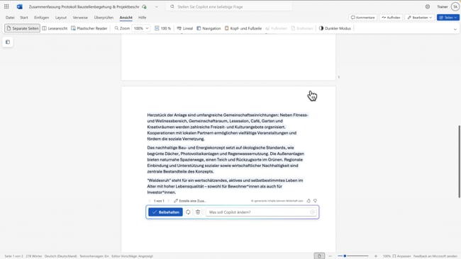 4.4 vorhandene Inhalte als Grundlage in Word verwenden