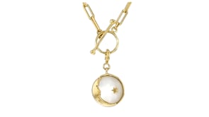 Mother-of-Pearl Moon and Star Charm in 18kt Gold Over Sterling