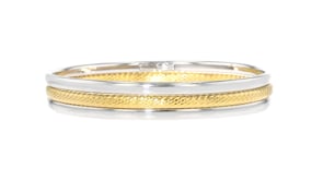 Italian Sterling Silver and 18kt Gold Over Sterling Jewelry Set: Three Bangle Bracelets