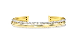 Italian Sterling Silver and 18kt Gold Over Sterling Cuff Bracelet