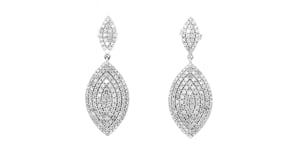 1.25 ct. t.w. Pave Diamond Marquise-Shaped Drop Earrings in Sterling Silver