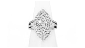 1.00 ct. t.w. Pave Diamond Marquise-Shaped Ring in Sterling Silver