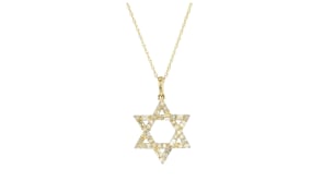 .25 ct. t.w. Round and Baguette Diamond Star of David Pendant Necklace in 14kt Yellow Gold