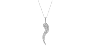 .25 ct. t.w. Pave Diamond Italian Horn Pendant Necklace in Sterling Silver