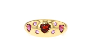 1.00 ct. t.w. Multi-Gemstone Heart Ring in 18kt Gold Over Sterling