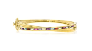 1.60 ct. t.w. Multi-Gemstone Crisscross Bangle Bracelet in 18kt Gold Over Sterling