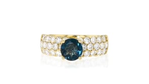 1.00 Carat London Blue Topaz Ring with 1.00 ct. t.w. Lab-Grown Diamonds in 14kt Yellow Gold
