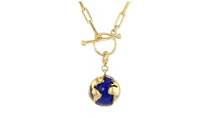 Lapis and 18kt Gold Over Sterling Globe Charm