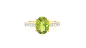 1.60 Carat Peridot Ring with .10 ct. t.w. Lab-Grown Diamonds in 18kt Gold Over Sterling
