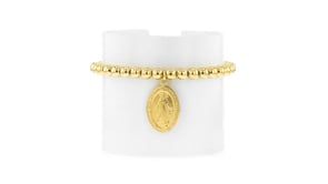 Italian 18kt Gold Over Sterling Miraculous Medal Bead Stretch Bracelet