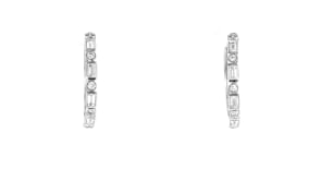 1.00 ct. t.w. Baguette and Round Lab-Grown Diamond Hoop Earrings in Sterling Silver