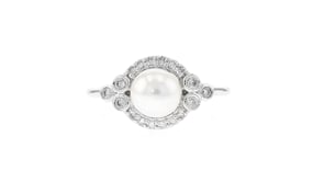 6.5-7mm Cultured Pearl and .25 ct. t.w. Diamond Ring in 14kt White Gold