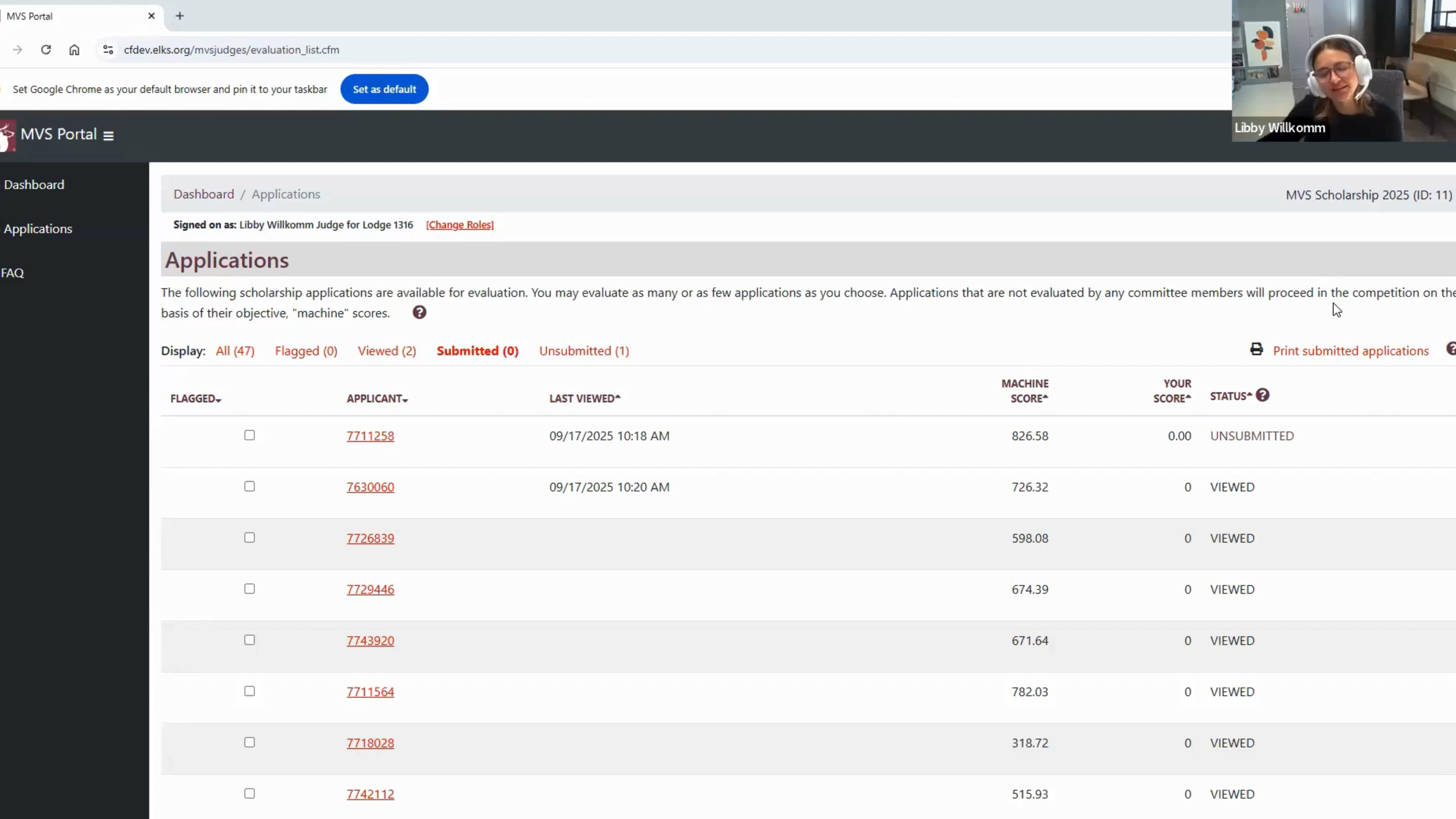 MVS Portal Demo: How to Score Applications