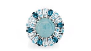 8.00 Carat Milky Aquamarine Ring with 4.90 ct. t.w. Tonal Blue Topaz in Sterling Silver
