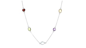 8.40 ct. t.w. Multi-Gemstone Station Necklace in Sterling Silver