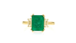 2.00 Carat Emerald and .30 ct. t.w. White Topaz Ring in 18kt Gold Over Sterling