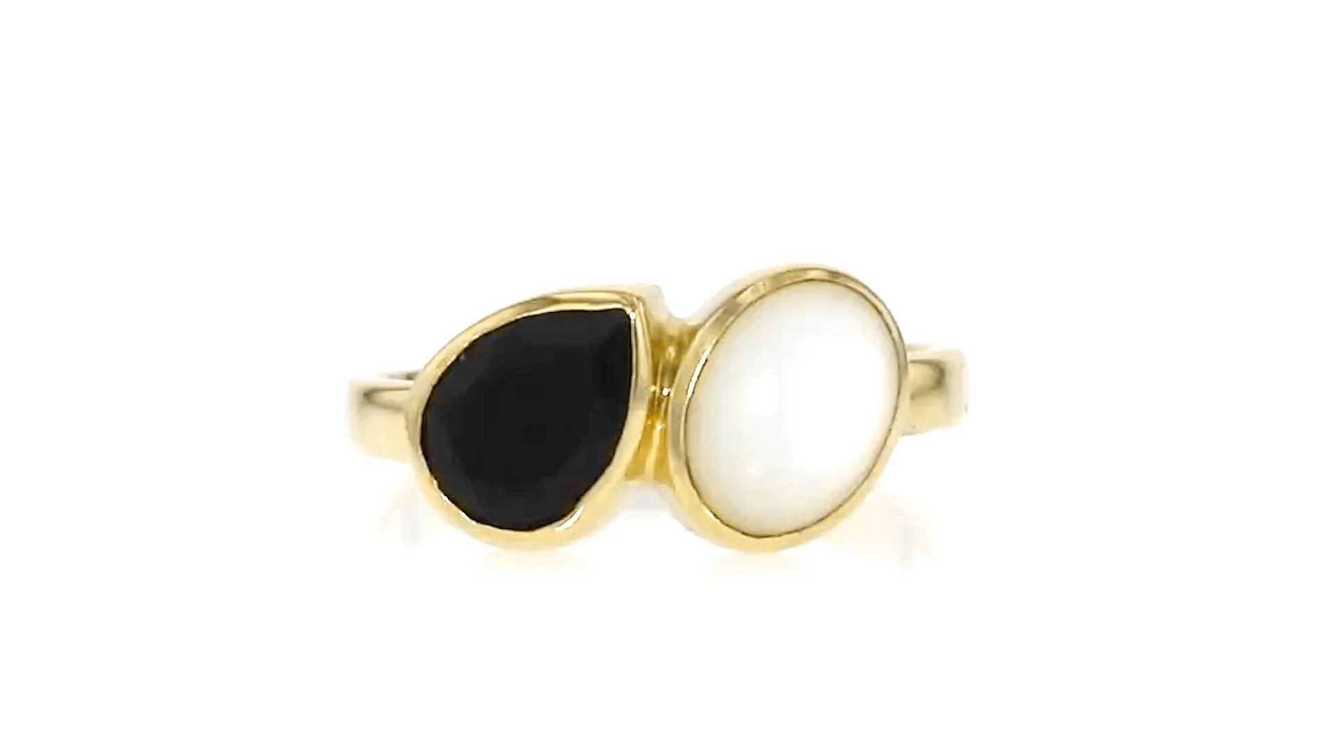 Sterling Silver Simulated Onyx & Mother Of Pearl Ring - Polished Solid Back, Size 6, 7, Or 8, Hypoallergenic