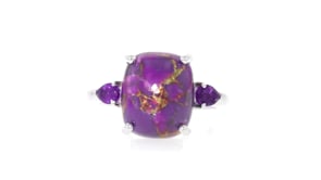 Purple Turquoise and .20 ct. t.w. Amethyst Ring in Sterling Silver