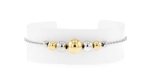 Italian 3.5-8mm Sterling Silver and 18kt Gold Over Sterling Graduated Bead Bolo Bracelet