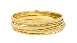 Italian 18kt Gold Over Sterling Silver Jewelry Set: Seven Bangle Bracelets