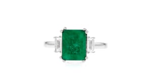 2.00 Carat Emerald Ring with .30 ct. t.w. White Topaz in Sterling Silver