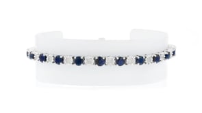 6.25 ct. t.w. Sapphire and 1.00 ct. t.w. Diamond Tennis Bracelet in Sterling Silver
