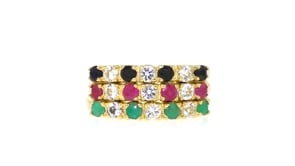 1.50 ct. t.w. Multi-Gemstone Jewelry Set: Three Rings in 18kt Gold Over Sterling