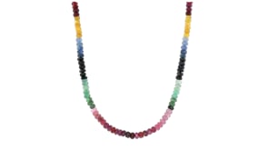 80.00 ct. t.w. Multicolored Sapphire Bead Necklace with 14kt Yellow Gold Magnetic Clasp