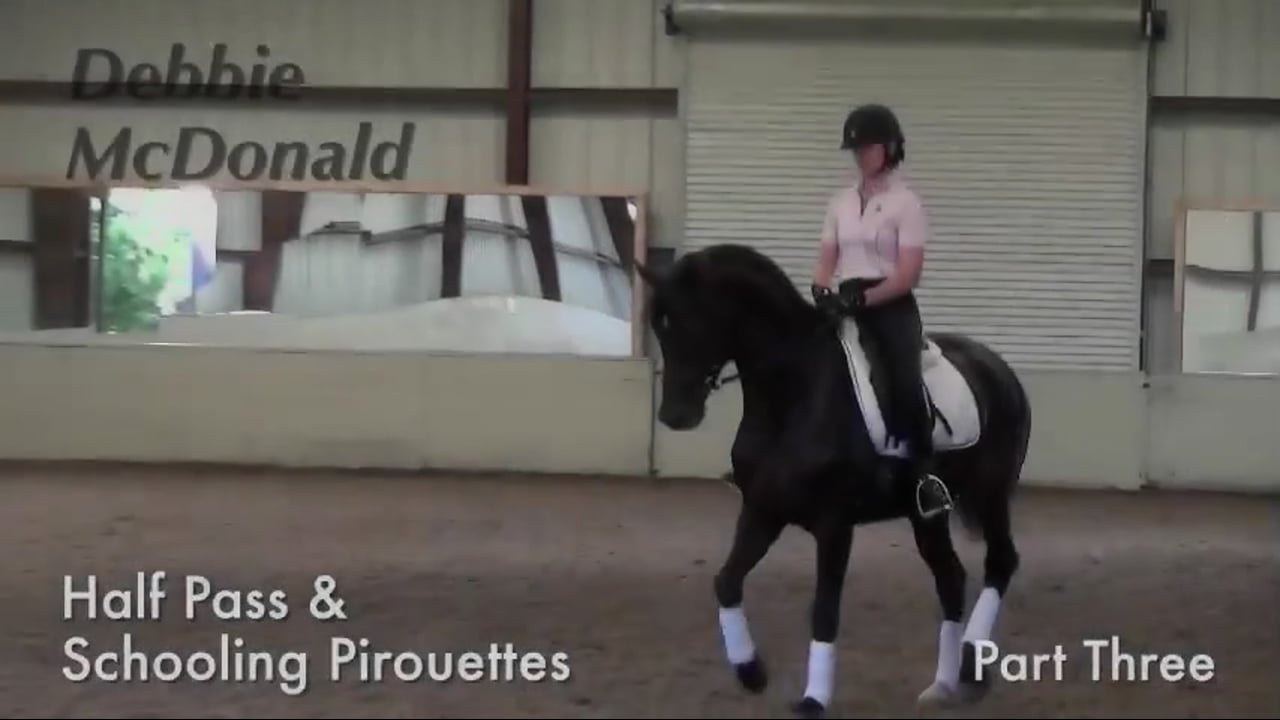 Debbie McDonald works on straightness canter pirouettes and half pass
