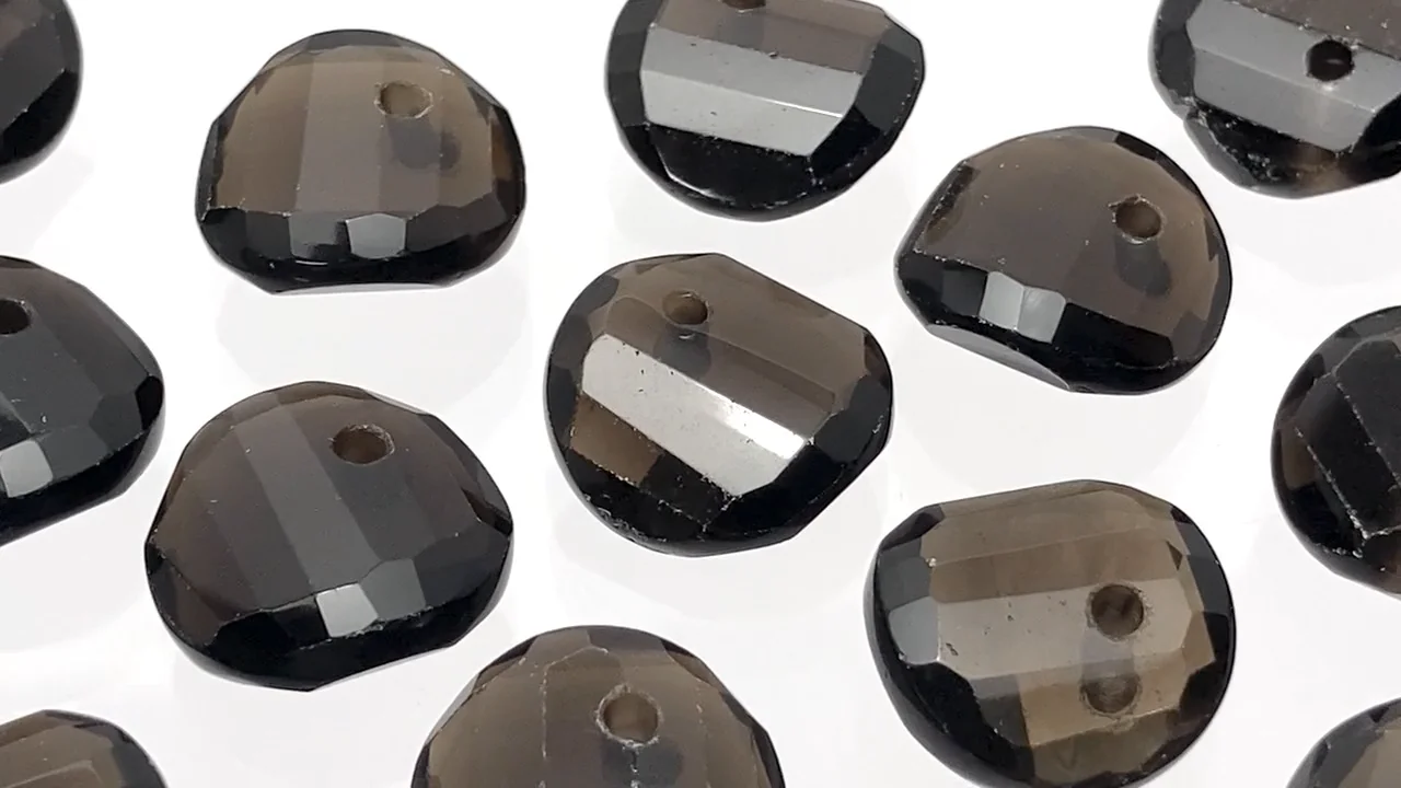 スモーキークォーツ ツイスト×多面コインカット 【14mm】【16mm