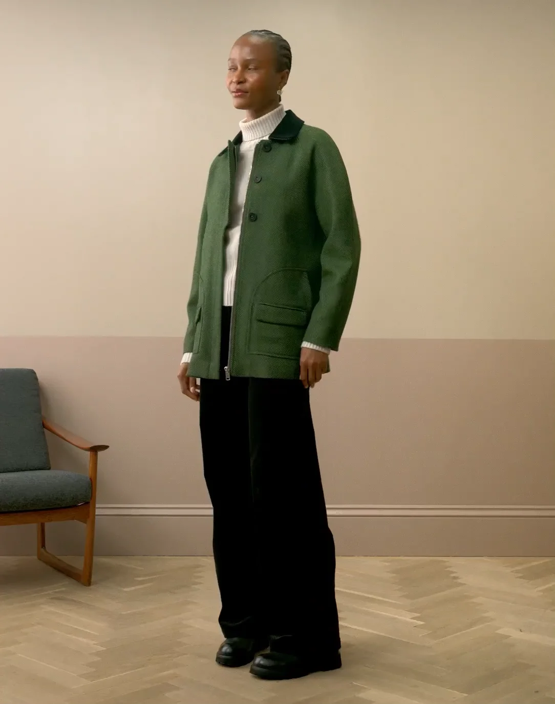 Herringbone Wool Jacket in Nettle | Womenswear | Brora