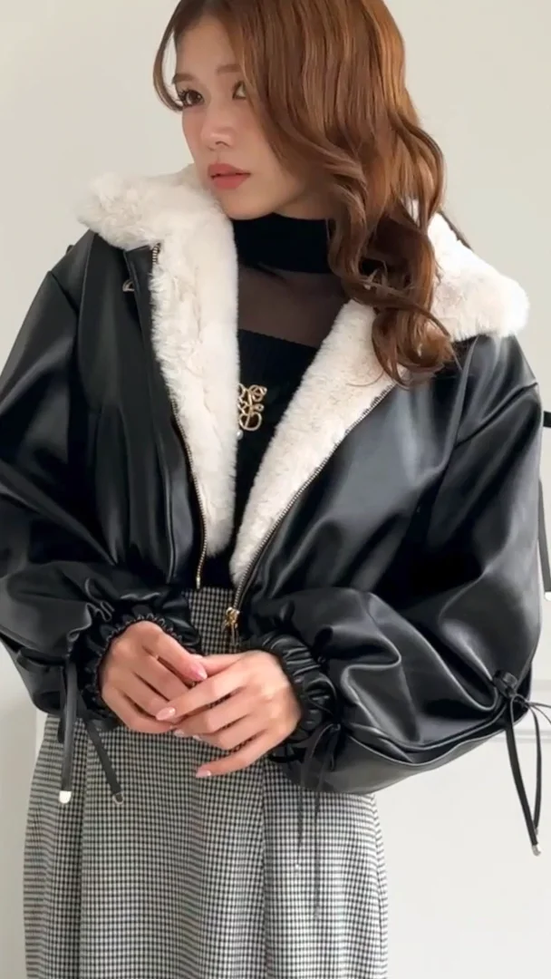 abeundmor 2way フェイクレザーブルゾン しゅなたん abeundmor 2way