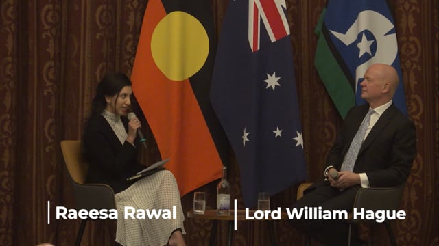 Lord William Hague in conversation with Raeesa Rawal