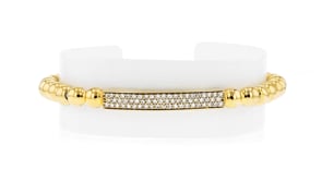 .50 ct. t.w. Lab-Grown Diamond Bar Beaded Stretch Bracelet in 18kt Gold Over Sterling