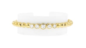 1.00 ct. t.w. Lab-Grown Diamond Beaded Stretch Bracelet in 18kt Gold Over Sterling