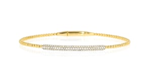 .50 ct. t.w. Lab-Grown Diamond Bar Beaded Bangle Bracelet in 18kt Gold Over Sterling. 7"