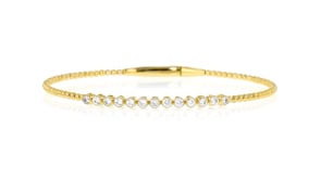 .65 ct. t.w. Lab-Grown Diamond Beaded Bangle Bracelet in 18kt Gold Over Sterling