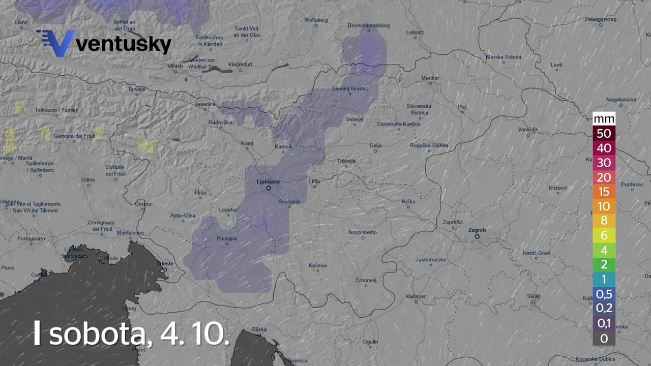 Meja sneženja se še spušča, tukaj bo snežilo v prihodnjih urah
